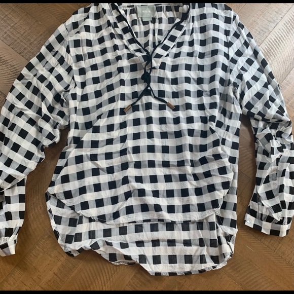 Anthropologie Maeve Checkered Long Sleeve Top - Picture 3 of 4
